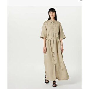 Linen Blend Maxi, NWT, The Drop Women's Long Shirt Dress, Oversized Small, Beige